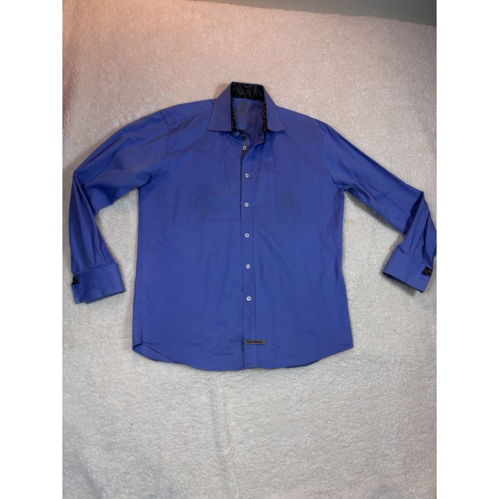 English Laundry Shirt Adult 16.5 Blue Flip Cuff Button Up Long Sleeve Mens